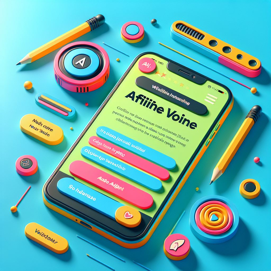 A modern smartphone displaying an affiliate WordPress theme product page, focusing on clear CTA buttons and fast-loading UI, vibrant but professional style